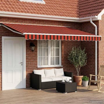 vidaXL Elektrisch Uittrekbaar Zonnescherm Oranje, Zwart, Wit, Verzenden, Nieuw