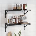vidaXL Wandschappen 2 st 50x23,5 cm roestvrijstaal zwart, Verzenden, Nieuw