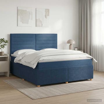 vidaXL Boxspringbed met matras met hoofdeinde Blauw 140 x, Verzenden, Nieuw, Tweepersoons, Blauw