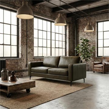 Leren bank Match - 2 zits - Elegance Green (donkergroen) -, Huis en Inrichting, Banken | Bankstellen, 150 tot 200 cm, Nieuw, Ophalen of Verzenden
