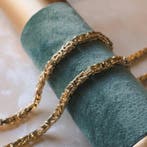 Gouden vierkante koningsketting, Sieraden, Tassen en Uiterlijk, Kettingen, Ophalen of Verzenden, Gebruikt, Overige kleuren, Goud