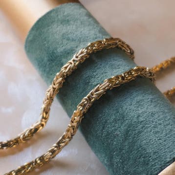 Gouden vierkante koningsketting, Sieraden, Tassen en Uiterlijk, Ophalen of Verzenden, Gebruikt, Goud, Goud