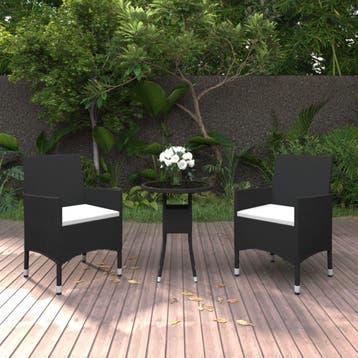 vidaXL 3-delige Tuinset poly rattan zwart, Tuin en Terras, Tuinsets en Loungesets, Verzenden, Nieuw, Tuinset