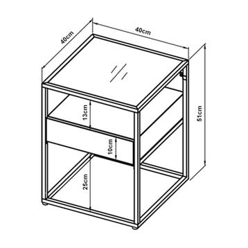 [en.casa] Bijzettafel Vissenbjerg met lade 51x40x40 cm wit m, Huis en Inrichting, Verzenden, Nieuw
