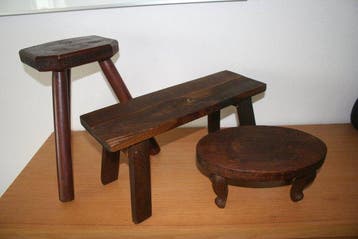 Kruk - Melkkruk Plantentafel - Hout - Drie Hand made krukjes