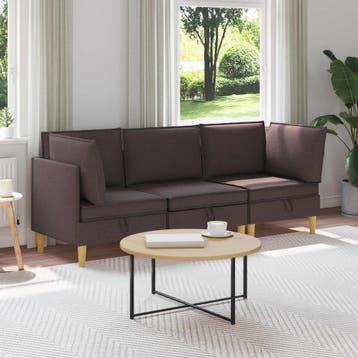 vidaXL Modulaire Sofa Set met Opslag 3 pcs Donkerbruin Stof, Huis en Inrichting, Verzenden, Nieuw