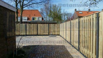 ACTIE €115,00 hout beton schutting met grenen tuinschermen, Tuin en Terras, Schuttingen, Nieuw, Hout, 1 tot 2 meter