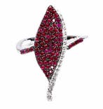 Zonder minimumprijs - Ring Zilver - Ruby, White Topaz, Nieuw