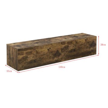TV meubel Evaton zwevend 140x33x30 cm walnootkleurig [en.cas, Huis en Inrichting, Verzenden, Nieuw