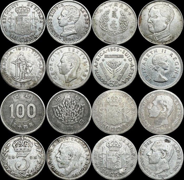 Kwangtung-provincie, Spanje, Japan, Zuid-Afrika,, Postzegels en Munten, Munten | Europa | Niet-Euromunten