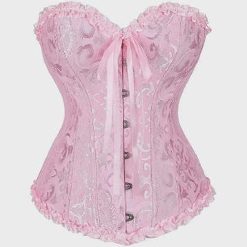 Victoriaans Jacquard Corset Top met Kant en Bloemenprint - S, Kleding | Dames, Ondergoed en Lingerie, Verzenden