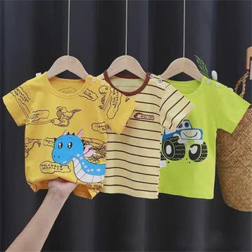 Zomer T-shirt Kinderen Katoen met Vrolijke Cartoon Print - 0, Verzenden, Nieuw