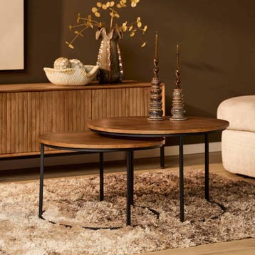 Salontafel Madison Natural | 70 cm | Set van 2, Ophalen of Verzenden, Nieuw