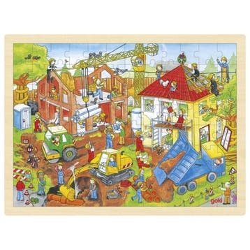 Goki houten legpuzzel bouwplaats -  van €9,99 voor €8,99, Ophalen of Verzenden, Nieuw