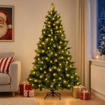 vidaXL Kunstmatige Inklapbare Kerstboom 240 cm 300 LEDs, Diversen, Verzenden, Nieuw