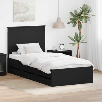 vidaXL Bedframe met lade met opslag Zwart 75 x 190 cm, Eenpersoons, Verzenden, Zwart, Nieuw