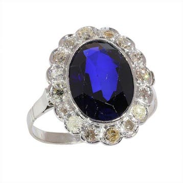 Zonder minimumprijs - Ring Platina - 3.50ct. tw. Saffier -, Nieuw