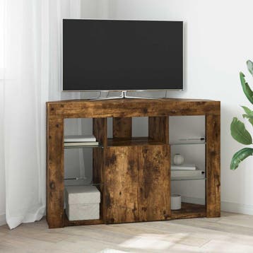 vidaXL Hoek LED TV Kast 100x40x68cm Gerookt eiken Bewerkt, Minder dan 50 cm, Verzenden, Nieuw, Minder dan 100 cm