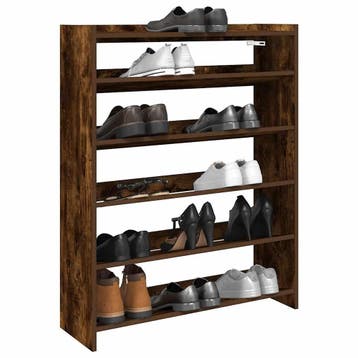 vidaXL Schoenenrek 80x25x100 cm bewerkt hout gerookt, Verzenden, Nieuw
