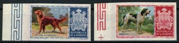 San Marino 1956 - Rasdieren, 25 lire en 100 lire polychroom, Gestempeld