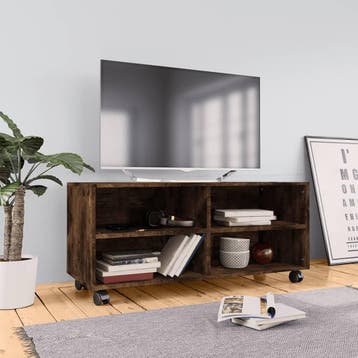 vidaXL Tv-meubel met wieltjes 90x35x35 cm bewerkt hout, Huis en Inrichting, Kasten | Televisiemeubels, Verzenden, Nieuw, 50 tot 100 cm