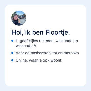 Floortje geeft online bijles rekenen en wiskunde, Privéles, Bijles