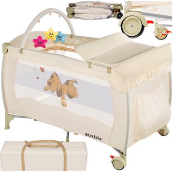 Reisbed hondje 132x75x104cm met commode en tas - beige, Kinderen en Baby's, Verzenden, Nieuw