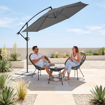 Parasol Artemis, 360° draaibaar, kantelbaar, 3 x 3 m - grijs, Verzenden, Nieuw