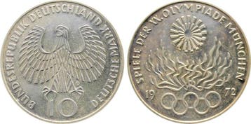 10 Dm Duitsland 10 Mark 1972 D Olympische Flamme J 405 Pp..., Verzenden