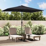 vidaXL Parasol met metalen paal 300x200 cm zwart, Verzenden, Nieuw, 3 tot 4 meter