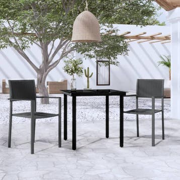 vidaXL 3-delige Tuinset zwart, 2 zitplaatsen, Verzenden, Textileen, Nieuw