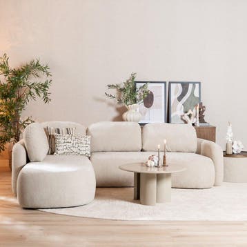 50% Korting: Hoekbank Vienna chenille beige links, Ophalen, Zo goed als nieuw, Scandinavisch, Japandi