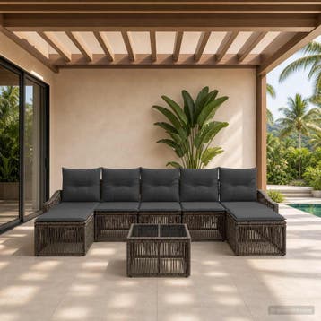 vidaXL Tuinbankenset 8 pcs Grijs poly rattan, Verzenden, Nieuw, 8 zitplaatsen