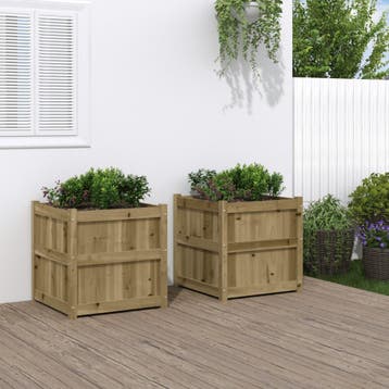 vidaXL Plantenbakken 2 st cm geïmpregneerd hout, Verzenden, Nieuw, 60 tot 100 cm, 60 cm of meer