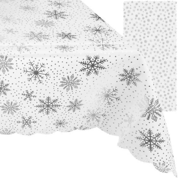 Ruhhy Kersttafelkleed 260x140cm - Elegant Wit met Zilvere..., Diversen, Kerst, Nieuw, Ophalen of Verzenden