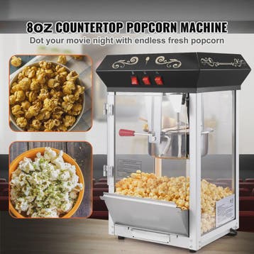 Professionele Popcorn Machine 850W - 8oz Ketel - Maakt tot 4, Verzenden, Nieuw