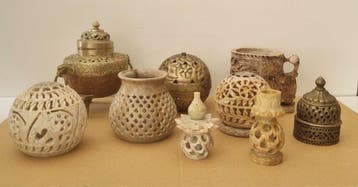 Wierookbrander (9) - koper,speksteen, - Vintage Boho, Antiek en Kunst