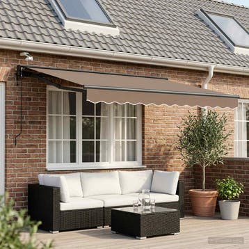 vidaXL Elektrisch Uittrekbaar Zonnescherm Taupe 3,5 x 2,5 m, Tuin en Terras, Verzenden, Nieuw