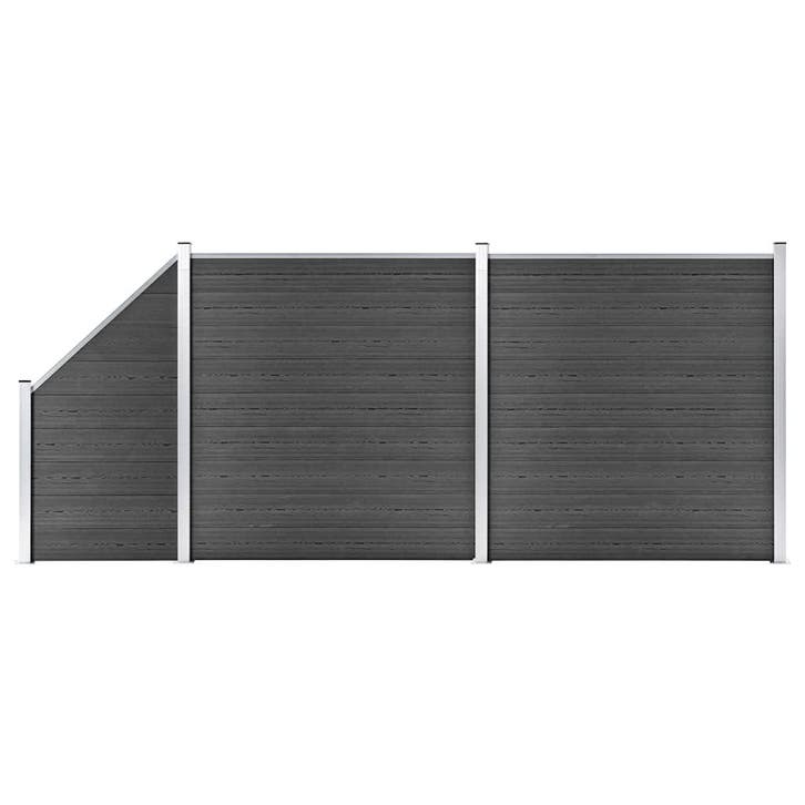 vidaXL Schuttingpanelenset 446x(105-186) cm HKC zwart, Tuin en Terras, Schuttingen, Nieuw, Kunststof, 1 tot 2 meter, Verzenden