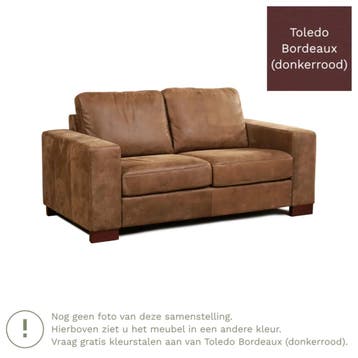 Leren bank Enjoy - 2 zits - Toledo Bordeaux (donkerrood) -, 150 tot 200 cm, Nieuw, Ophalen of Verzenden, Rechte bank
