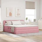 vidaXL Opslag bed met matras met hoofdeinde Roze 160 x 200, Huis en Inrichting, Verzenden, Nieuw, Stof