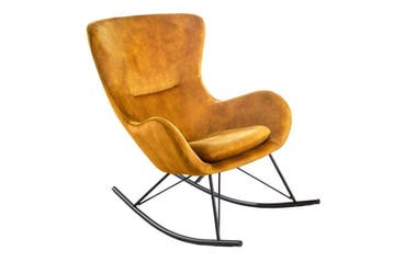 Schommelstoel SCANDINAVIA SWING fluweel mosterdgeel - 43143, Ophalen of Verzenden, Nieuw