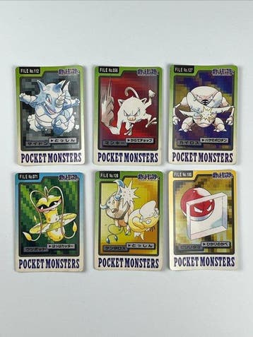 Pokémon Card - Pokémon Bandai Carddass 1996/1997 - 6 Cards, Hobby en Vrije tijd, Verzamelkaartspellen | Pokémon, Nieuw