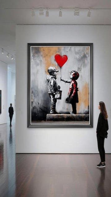 Mrs Art Prime - Love Is the Only Currency in Banksy Style