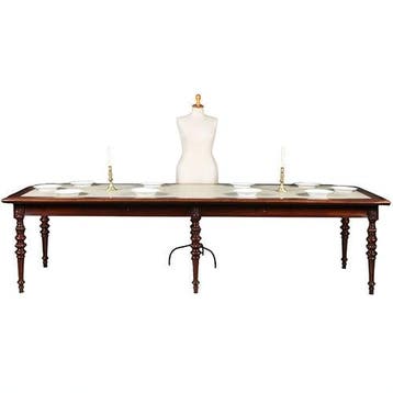 Praktische chique lange noten eetkamertafel of werktafel met, Antiek en Kunst, Antiek | Meubels | Tafels, Ophalen of Verzenden