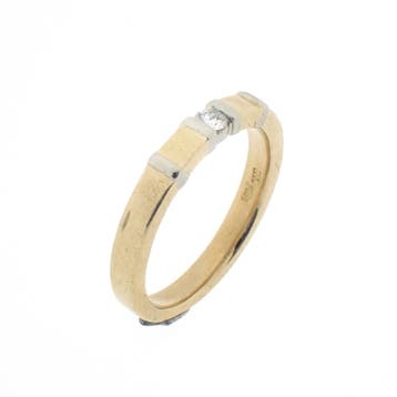 Bicolor gouden ring met diamant, Gebruikt, 19 tot 20, Ophalen of Verzenden, Dame of Heer