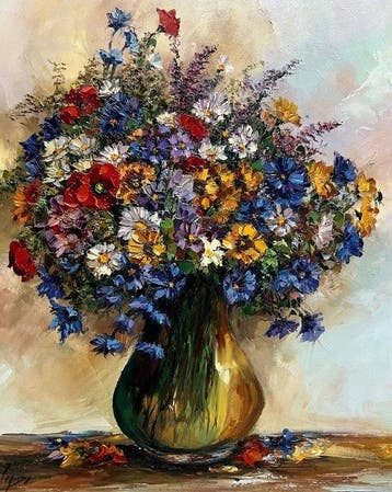 Aneta Karpezo - Fleurs dans un vase