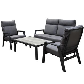 Vegas verstelbare stoel bank loungeset 4-delig antraciet, Ophalen of Verzenden, Nieuw, Aluminium