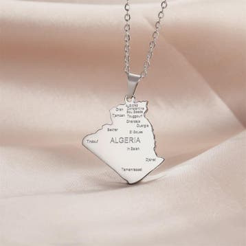 Algerije Kaart Ketting & Sleutelhanger Set - Roestvrij Staal, Verzenden, Nieuw
