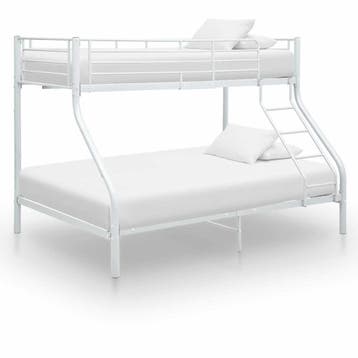 vidaXL Stapelbedframe metaal wit 140x200 cm/90x200 cm, 90 cm, Eenpersoons, Verzenden, Wit